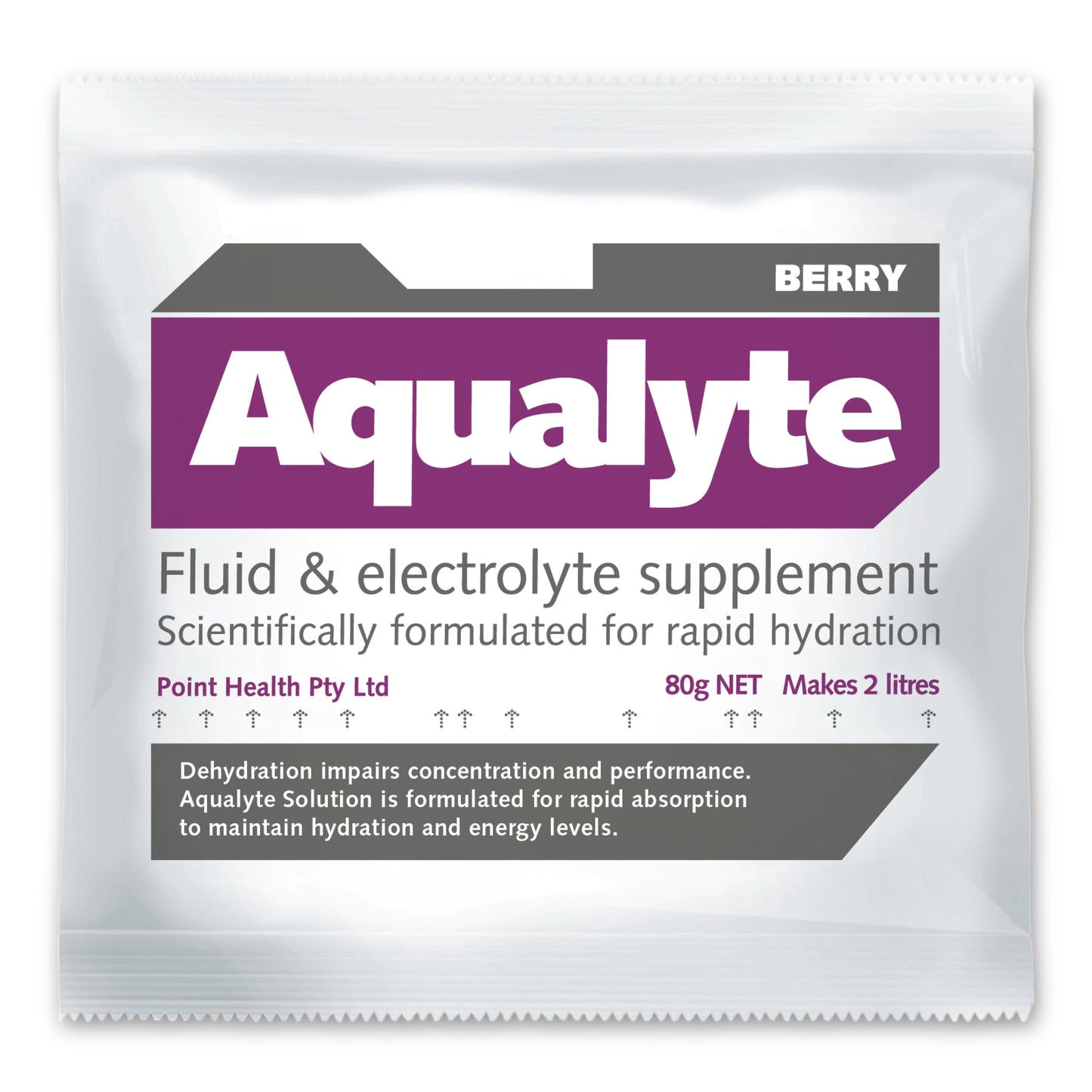 80g Aqualyte hydration sachets for 2 litre drink bottles