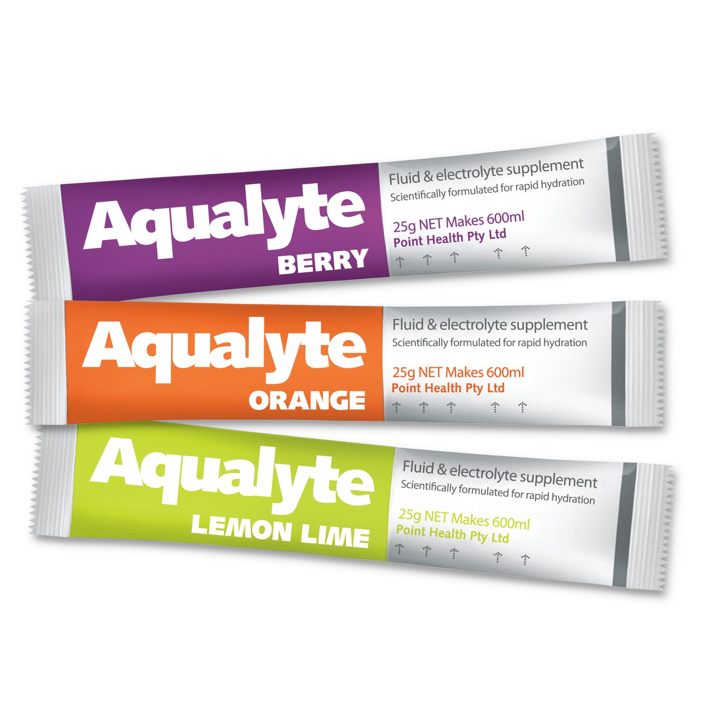 25g Aqualyte hydration sachets for 600ml drink bottles